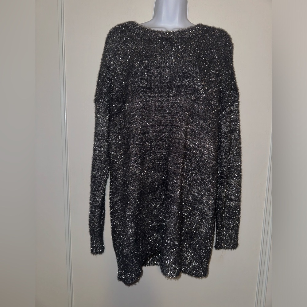 By Anthropologie Women’s Metallic Gray/Silver Eyelash Knit Mini Dress-Size Small - Picture 4 of 10
